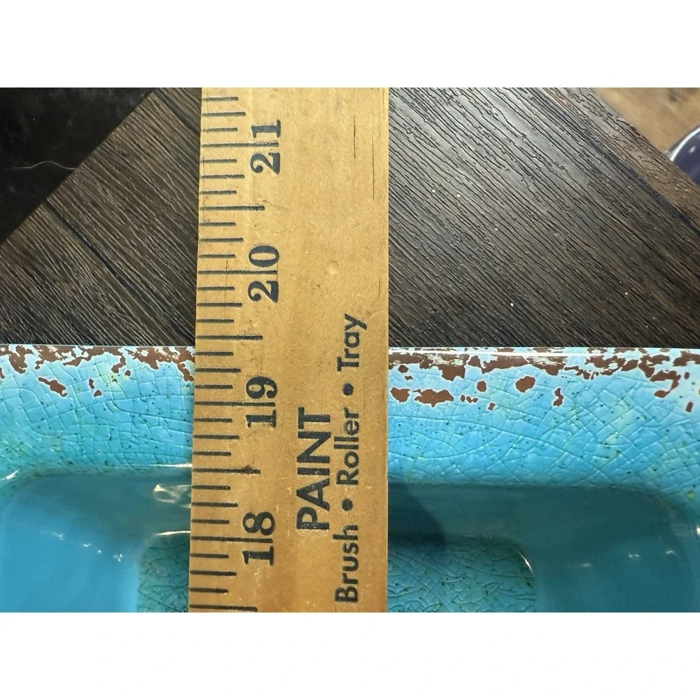 PIER‎ 1 Carmelo Crackle Aqua Blue Teal Melamine 3 Part Serving Tray Rustic 19.5